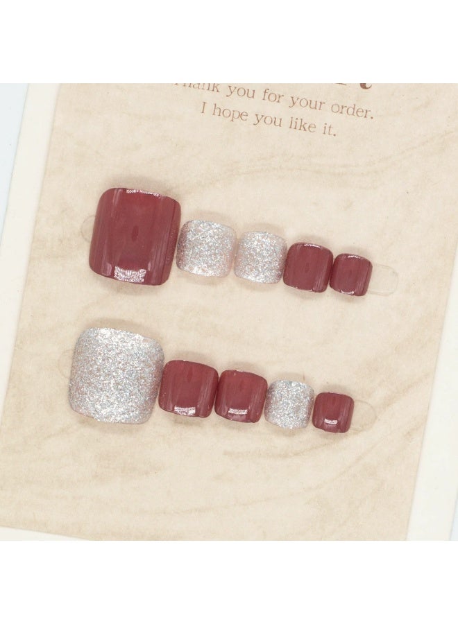 Goolsky Gentle Glitter Toe Press - on Nails for Summer Sandal Trendy Look - Image 2