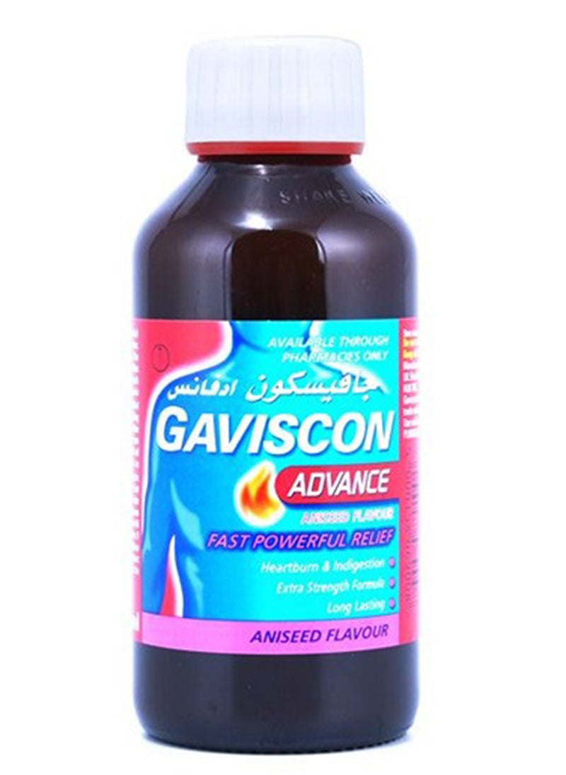 GAVISCON Advance Aniseed Flavor Fast Powerful Relief Heartburn and Indigestion Extra Strength Formula Liquid 300 ml 