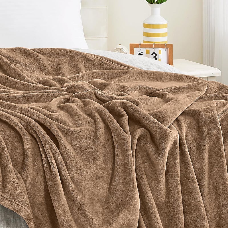 KMUSET Brown Throw Blanket Twin Size - Warm Cozy Soft Lightweight Blankets All Seasons Suitable 60 x 80 inches - Image 4