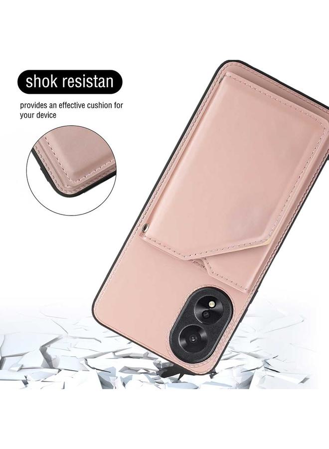 إيروريكس جراب لهاتف OPPO A38 4G/A18 4G مصنوع من جلد البولي يوريثان + TPU + PC مع فتحات للبطاقات - Image 4