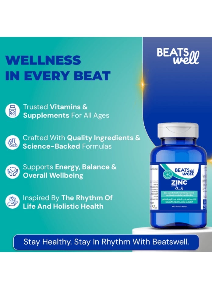 BeatsWell بياتسويل زنك 25 مجم - 100 كبسولة - Image 5