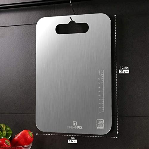 UrbanFix Stainless Steel Chopping Board for Kitchen, Heavy Duty Metal Cutting Board for Vegetable, Fruit, Meat Cutting, Vegetable Chopper Board,Safe Durable with Warranty (Medium)(31CMx21CM) - Image 5