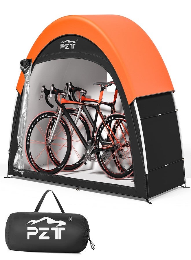 PZT Upgraded Bike Tent with Rain Cover, Portable Outdoor Storage Shed for 2-3 Bikes, 210D Oxford Fabric PU4000 Waterproof, Bike Shed/Bike Cover for Motorcycles, Garden Tools, Lawn Mower - Image 1