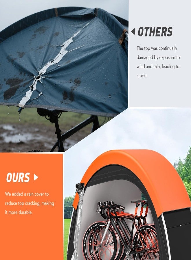 PZT Upgraded Bike Tent with Rain Cover, Portable Outdoor Storage Shed for 2-3 Bikes, 210D Oxford Fabric PU4000 Waterproof, Bike Shed/Bike Cover for Motorcycles, Garden Tools, Lawn Mower - Image 4
