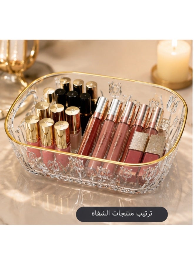 منظم أكريليك شفاف متعدد الاستخدامات مقاس 25 × 17 × 10 سم – صندوق تنظيم مستحضرات التجميل والعناية بالبشرة وأحمر الشفاه والفرش والإكسسوارات، منظم طاولة الزينة والحمام والمكتب، مناسب للكونترتوب والأدراج والأرفف، تصميم أنيق موفر للمساحة وسهل التنظيف - Image 3