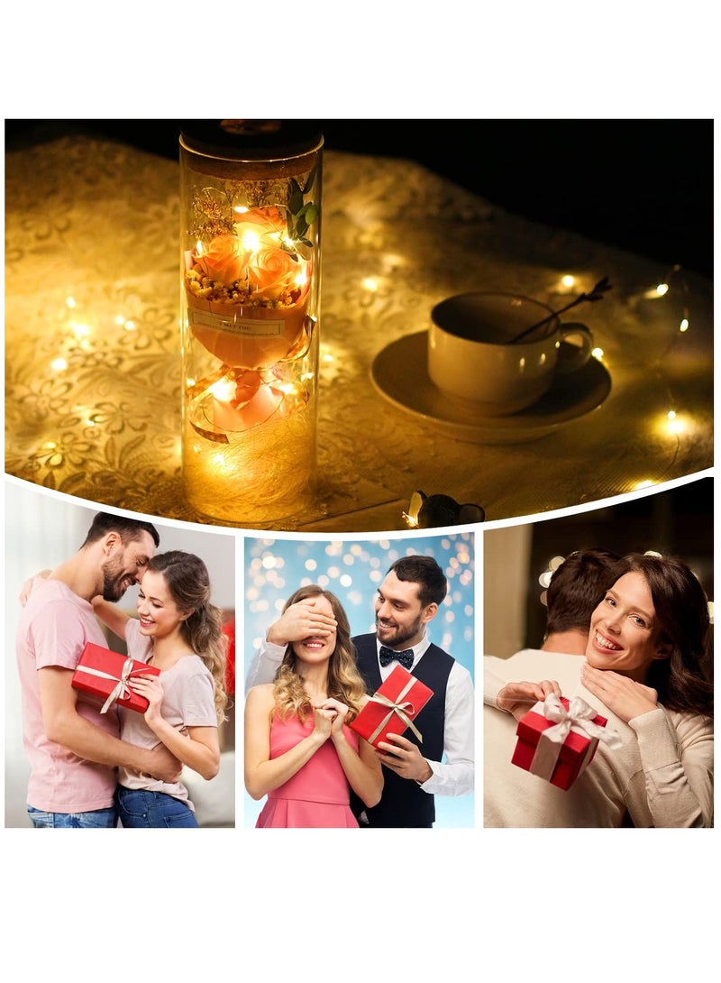 Excefore باقة زهور اصطناعية محفوظة مزينة بوردية تحت غطاء زجاجي، هدايا زهور للنساء الأم الجدة الزوجة، هدية ليوم الحب و يوم الأم، وردة خوخي وردية - Image 5