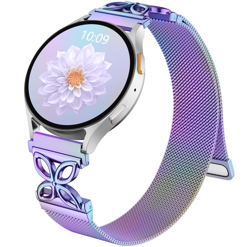 Getino Floral Magnetaic Metal Band Compatible with Galaxy Watch 7 Band 6 5 4 FE Active 2 40mm 44mm / Galaxy Watch 5 pro 45mm / Classic, Dressy Strap for Samsung Watch Bands Women Stainless Steel - Image 1