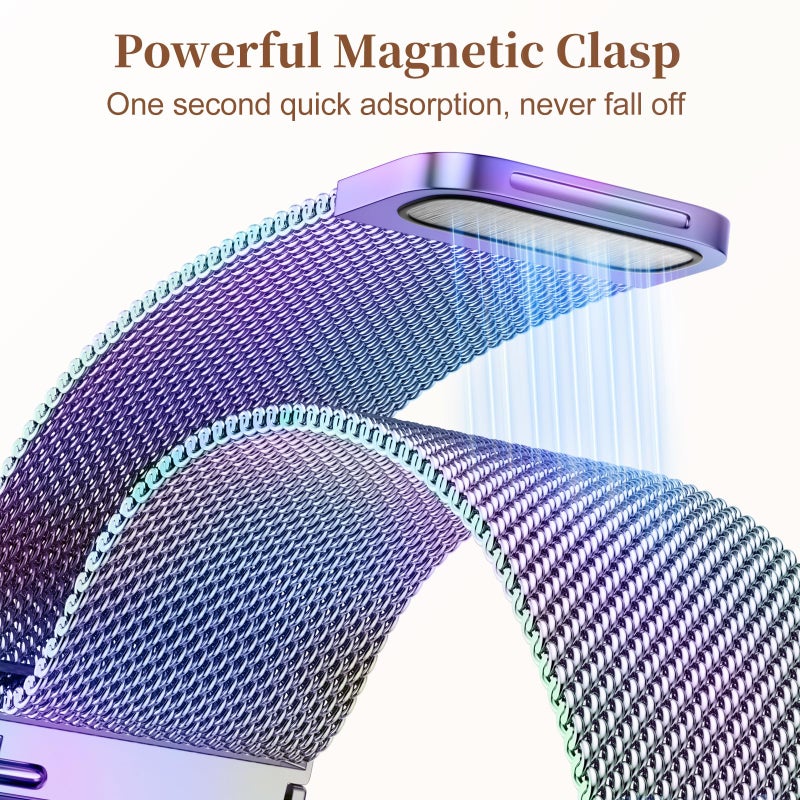 Getino Floral Magnetaic Metal Band Compatible with Galaxy Watch 7 Band 6 5 4 FE Active 2 40mm 44mm / Galaxy Watch 5 pro 45mm / Classic, Dressy Strap for Samsung Watch Bands Women Stainless Steel - Image 4