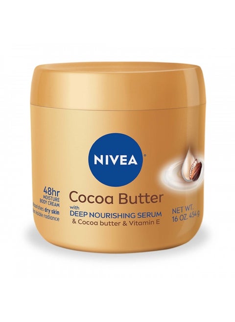 Nivea Cocoa Butter Body Cream With Deep Nourishing Serum, Cocoa Butter Cream For Dry Skin, 16 Ounce Jar