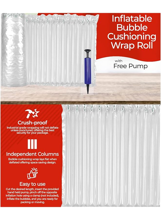 erorex Inflatable Packaging Bubble Wrap Roll 12 Inch X164Ft Air Pillow Bubble Cushioning Wrap For Heavy Duty Shipping Wine Bottle Protector Packing And Moving 30Cm*50M - Image 5