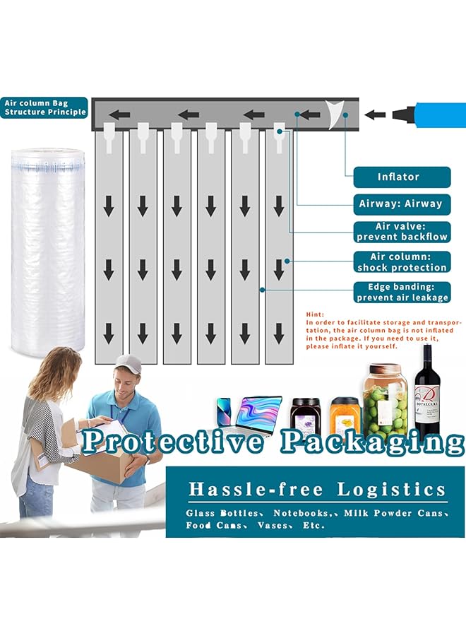 erorex Inflatable Packaging Bubble Wrap Roll 12 Inch X164Ft Air Pillow Bubble Cushioning Wrap For Heavy Duty Shipping Wine Bottle Protector Packing And Moving 30Cm*50M - Image 4