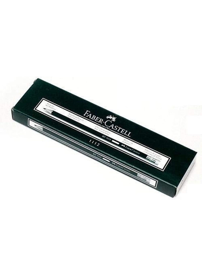 FABER-CASTELL Pack of 12 Black Pencils with Built-In Eraser Tips – Classic Writing and Drawing Pencils with Convenient Erasers, Smooth Writing, Durable Design for School, Office, Home, Sketching & Everyday Use - Image 1