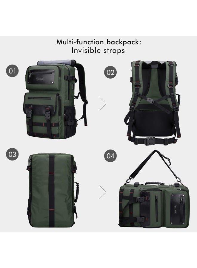 WITZMAN Carry On Travel Backpack for Men Convertible Large Nylon Duffle Bags Fit for 17 Inch Laptop Airline Approved Luggage, Army Green, Large, Travel Backpacks - Image 4