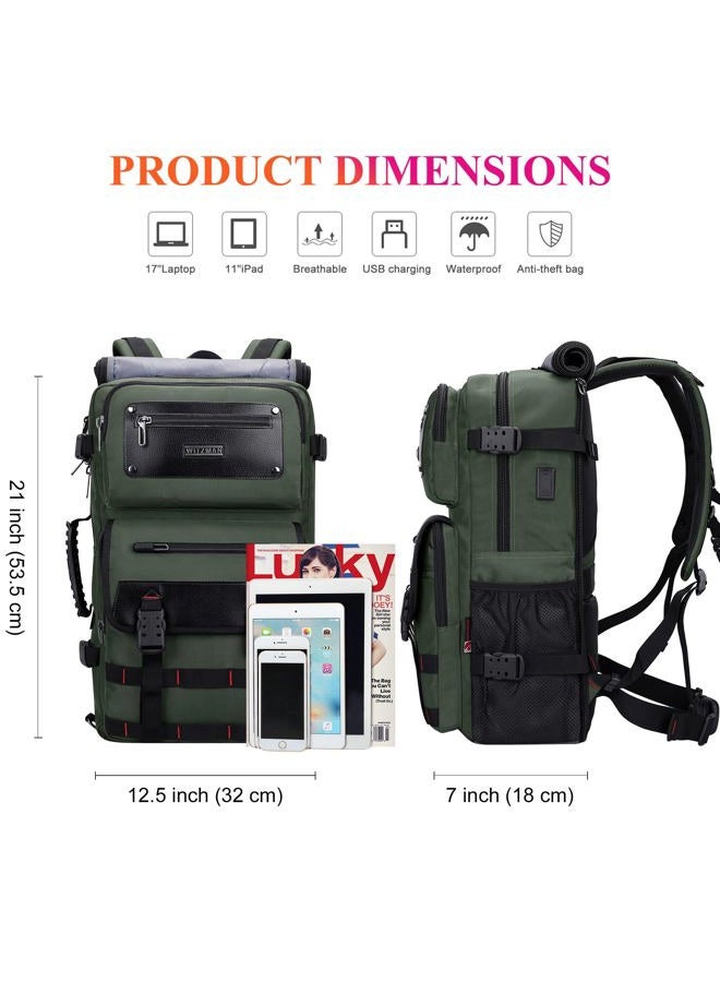 WITZMAN Carry On Travel Backpack for Men Convertible Large Nylon Duffle Bags Fit for 17 Inch Laptop Airline Approved Luggage, Army Green, Large, Travel Backpacks - Image 5