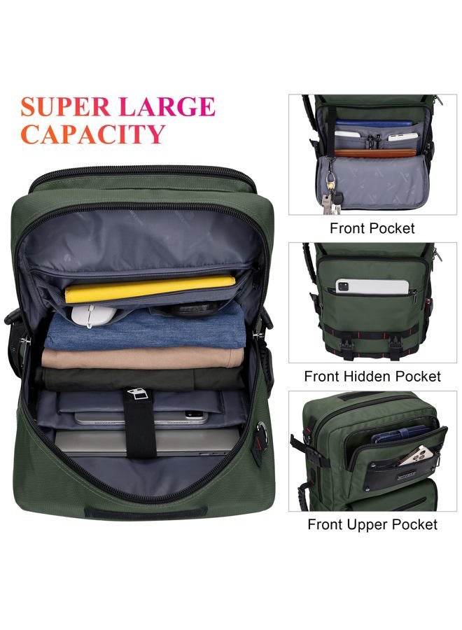WITZMAN Carry On Travel Backpack for Men Convertible Large Nylon Duffle Bags Fit for 17 Inch Laptop Airline Approved Luggage, Army Green, Large, Travel Backpacks - Image 3