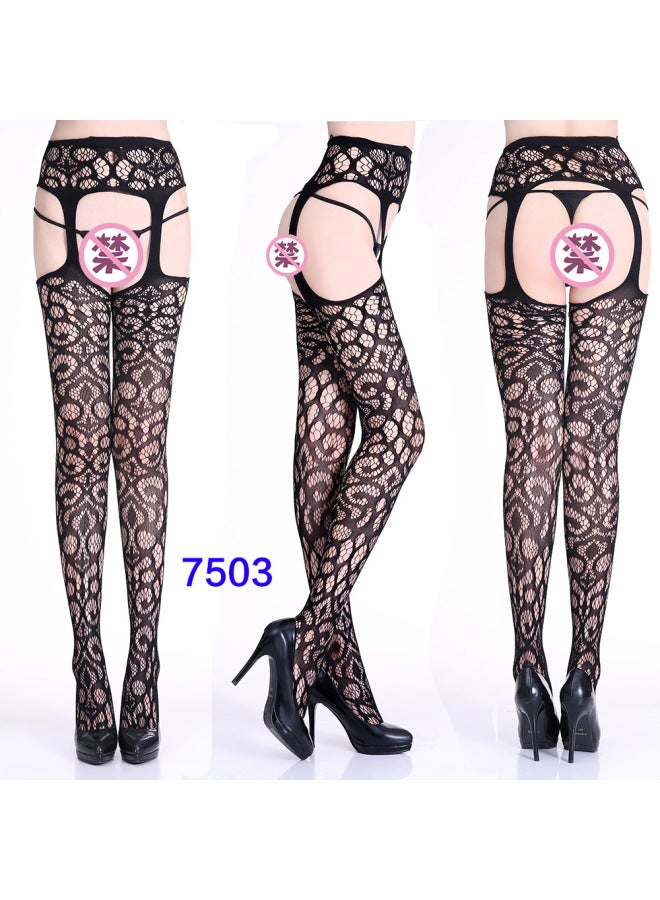 Yiwu Spot Women's Garter Stockings Intimates Cut Out Garter Stockings Jacquard Pants Leggings European And American Fishnet Stockings