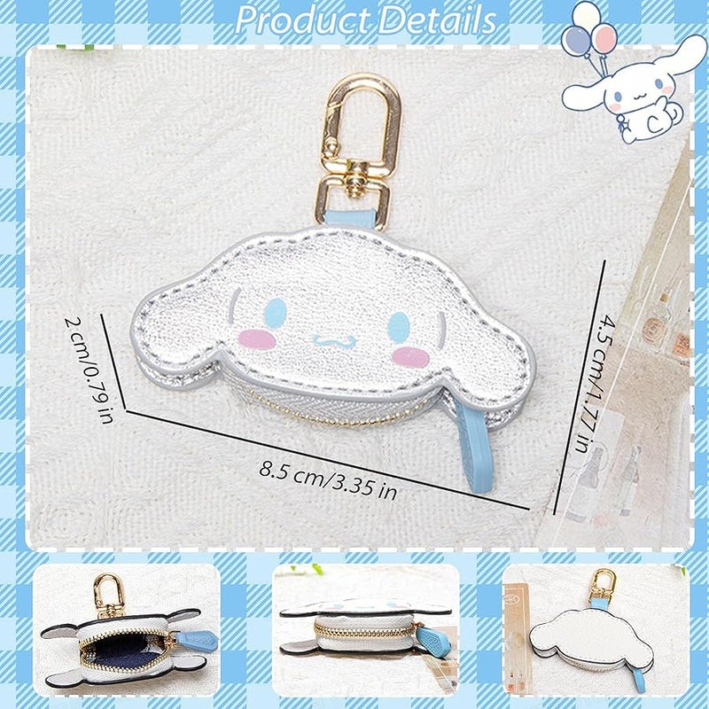 Yzikema Handmade PU Leather Animal Coin Purse-Leather Zip Mini Coin Purse with Key Ring Portable Wallet for Women and Girls (Silver) - Image 3