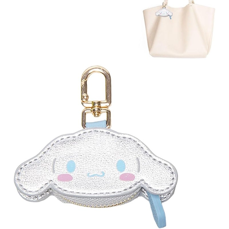 Yzikema Handmade PU Leather Animal Coin Purse-Leather Zip Mini Coin Purse with Key Ring Portable Wallet for Women and Girls (Silver) - Image 1