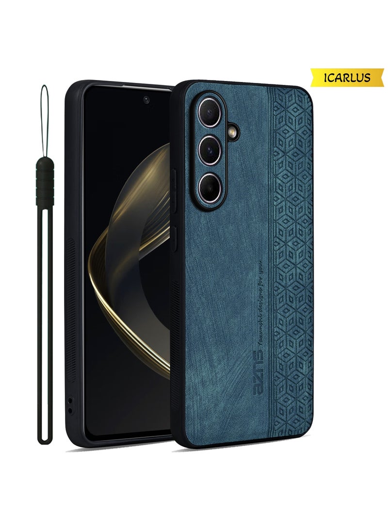 ICARLUS For Samsung Galaxy A57 Anti-scratch Phone Case Imprinted Leather Coated TPU Cover - Green - Image 1