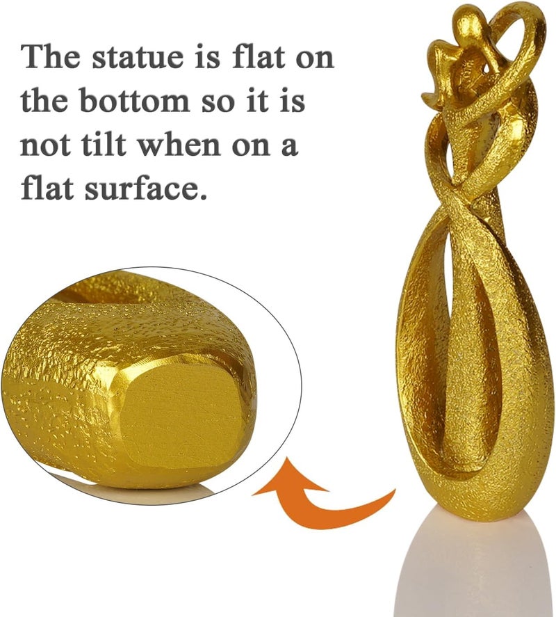 Trycooling Kissing Lovers Statue Abstract Sculpture Resin Statues for Home Decor Modern Home Office Desktop Shelf Bookshelf Decor (Gold, Small) - Image 2