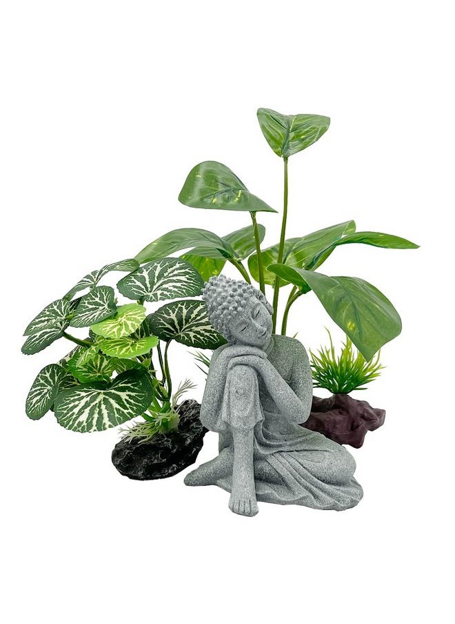 Smoothedo-Pets Fish Tank Decorations Aquarium Decoration 4Inch Ornaments Accessories Betta Fish Rest Leaf Buddha (TypeBSetBuddha)  - Image 5