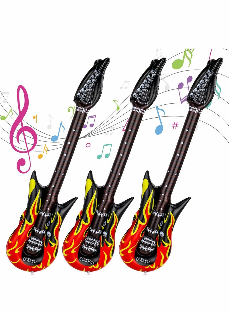 Excefore Inflatable Guitar, Waterproof Flame Reusable Rock Guitar ​​for 80s 90s Musical Themed Party, Adults Kids Birthday Party and Photo Booth Props - Image 1