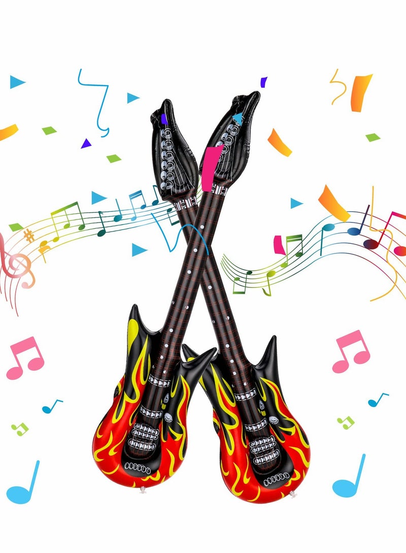 Excefore Inflatable Guitar, Waterproof Flame Reusable Rock Guitar ​​for 80s 90s Musical Themed Party, Adults Kids Birthday Party and Photo Booth Props - Image 5