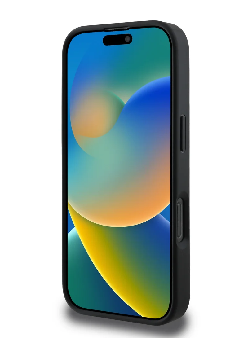 جس جراب صلب من البولي يوريثان بتصميم زهرة الفاوانيا 4G لهاتف iPhone 16 Pro Max / تصميم رفيع / حماية من السقوط / غطاء خلفي خفيف الوزن - أسود