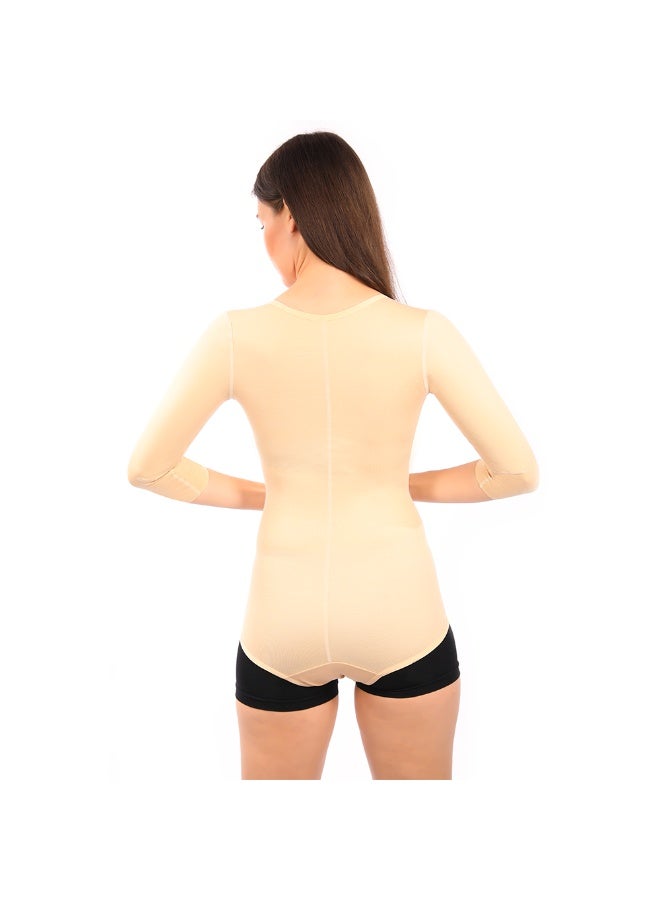 Sedra Shapely Women's body shaper with half sleeves for tightening arms, abdomen, and waist; full shapewear for sculpting the figure and concealing sagging; compression design gives you an instantly slimmer look; beige - Image 2