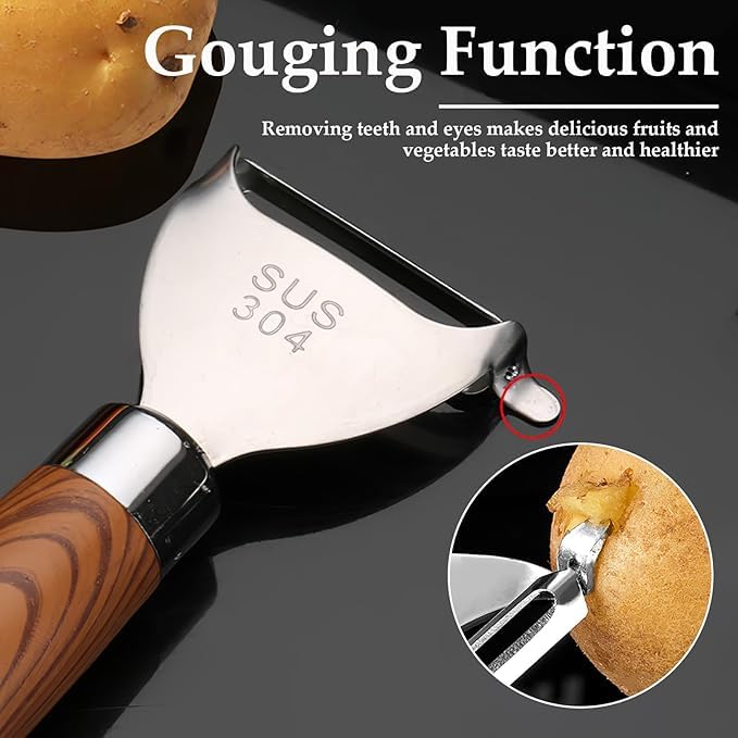 Agabani Professional Stainless Steel Vegetable Peeler with Ultra Sharp Blade, Non-Slip Grip, Hanging Loop – Vegetable Slicer for Potatoes, Carrots, Cucumbers – Kitchen Tool Accessory - Image 3