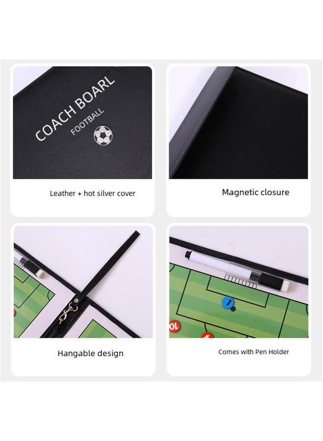 Generic Football Tactical Board Folding Basketball Coach Leather Teaching Magnetic Wipe Command-Specifications:Basketball Zipper (magnetic + Pen) - Image 4