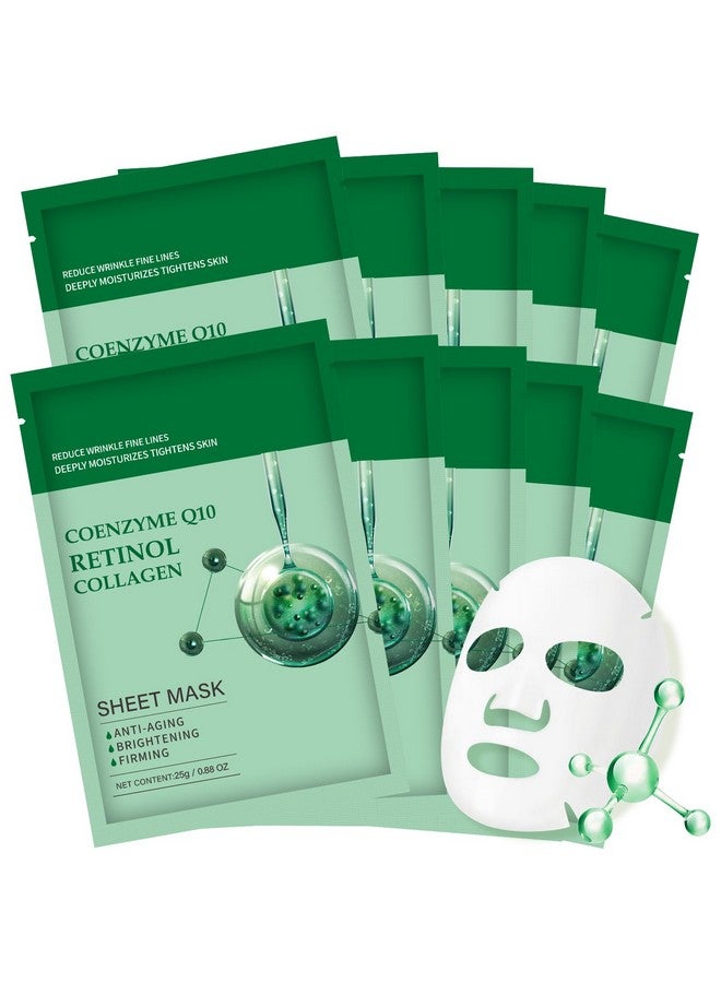 IREV Pack of 10 Collagen Face Mask, Face Masks Skincare with Coenzyme Q10 Retinol Anti Aging Facial Masks Skin Care Hydrating Face Beauty Care Masks for Deep Repairing and Moisturizing Anti Wrinkles - Image 1