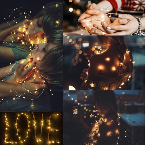 CYLAPEX 6 Pack Warm White Fairy Lights String Battery Operated Fairy Lights Firefly Lights LED Starry String Lights 3.3ft 20 LEDs Silvery Copper Wire for Christmas DIY Decoration Costume Wedding Party - Image 2