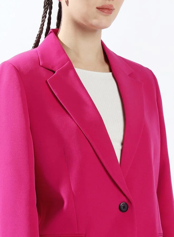 هوبرهولمي بليزر نسائي وردي بوليستر 1% بأزرار مقاس كبير