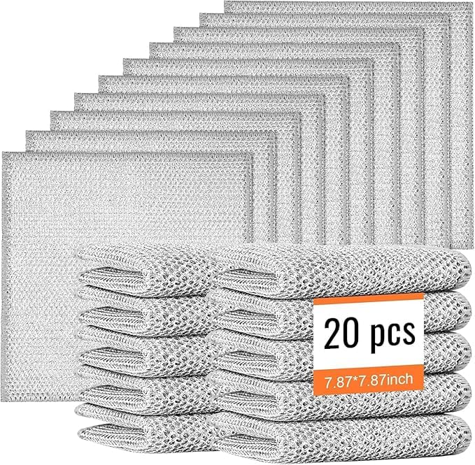 CABINCLUB CABINCLUB Wire Dish Scrubber Cloth Pack of 20 NonScratch Kitchen Cleaning Rags Machine Washable