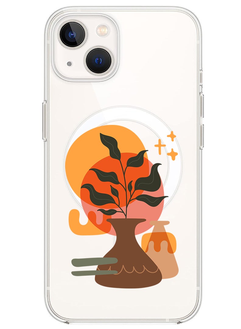 Theodor Magnetic Case for iPhone 14 Plus 6.7-inch Compatible with MagSafe Wireless Charging, Shockproof Phone Bumper Cover Vase with Leaf2 - Image 1