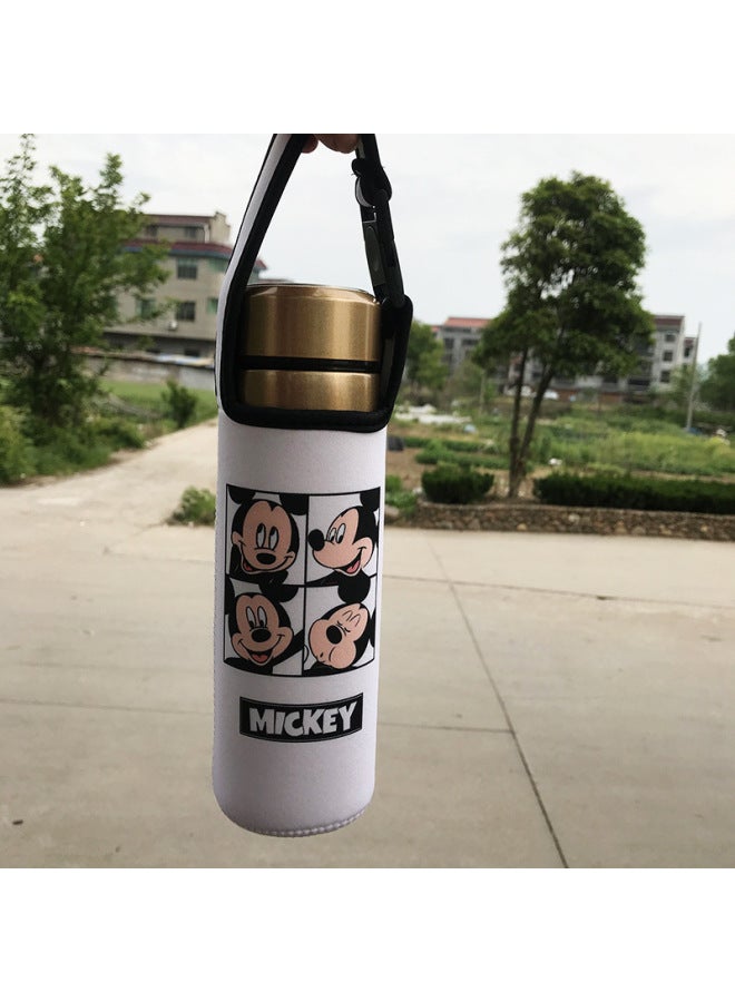 Wholesale Diving Material Cup Cover Crossbody Insulation Glass Protective Cover Cartoon Cute Drop-resistant Water Cup Handbag In Stock-Color:Four Grids-Mickey Mouse-Capacity:Large Size 550ml (height Cm)  - Image 1