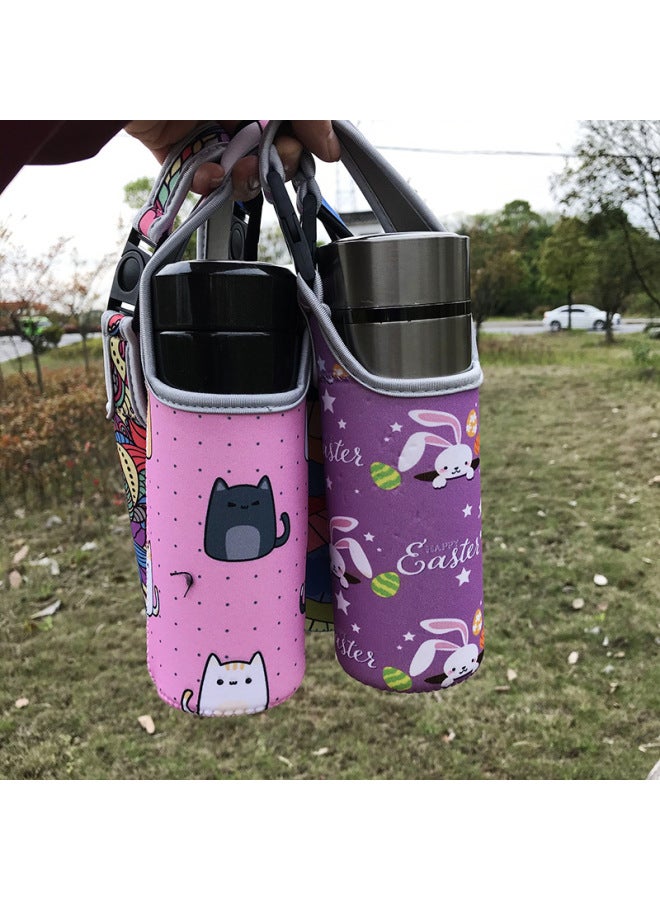 Wholesale Diving Material Cup Cover Crossbody Insulation Glass Protective Cover Cartoon Cute Drop-resistant Water Cup Handbag In Stock-Color:Four Grids-Mickey Mouse-Capacity:Large Size 550ml (height Cm)  - Image 4