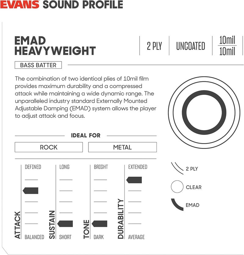 Evans 22 Inch Heavyweight Bass Drum Head - Image 3