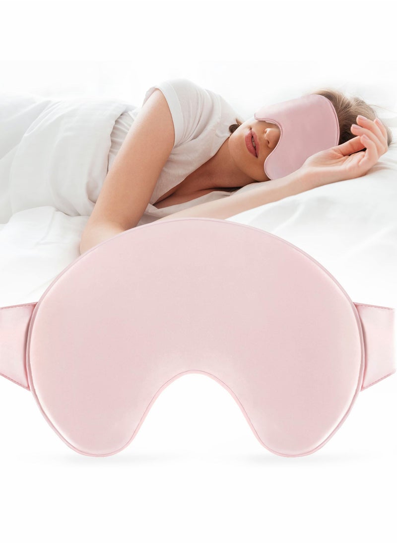 Excefore Sleep Mask, 100% Silk Large Sleep Mask for Womens Girls, Natural Pure Mulberry Silk Blindfold, Lightweight Comfortable Blindfold, Cute Soft Eyes Mask with Elastic Strap (Pink)  - Image 1