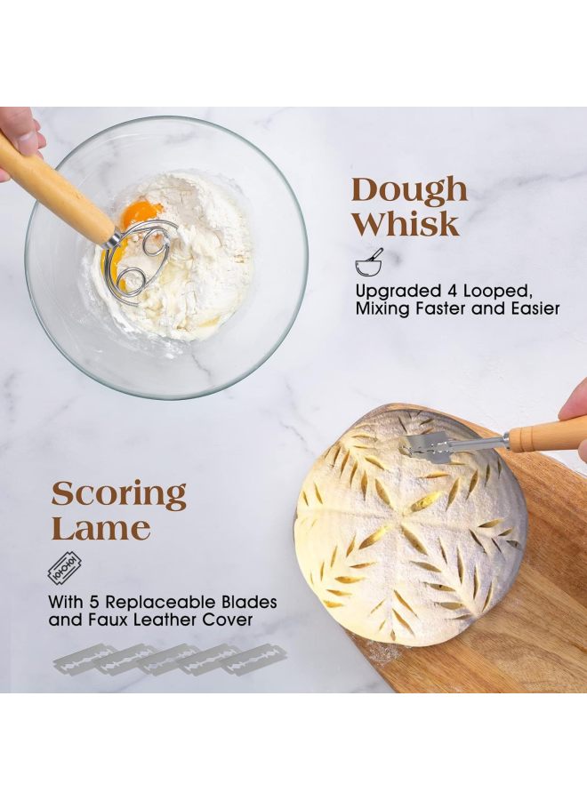 10-piece Set Bread Fermentation Basket Suit Oval Round Fermentation Basket Egg Beater Dough Scraper Silicone Brush-Specifications:Round 9inch Oval 10inch Fermentation Basket Set Of 10 - Image 3