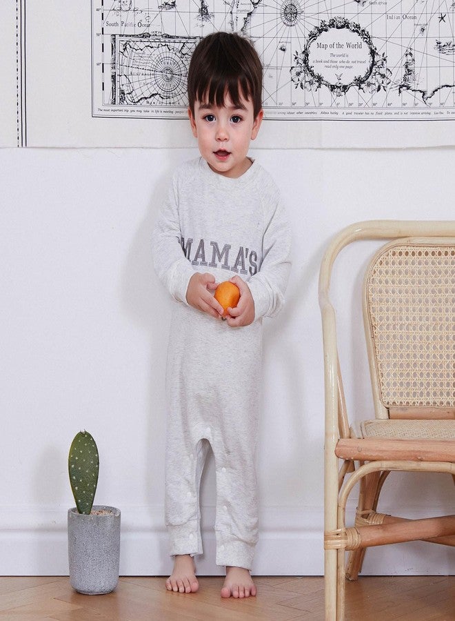 FOCUSNORM Newborn Baby Boy Fall Outfit Mamas Boy Embroidery Jumpsuit Long Sleeve Crewneck Romper Infant Boy Winter Clothes (Mamas Boy Gray, 0-3 Months) - Image 3