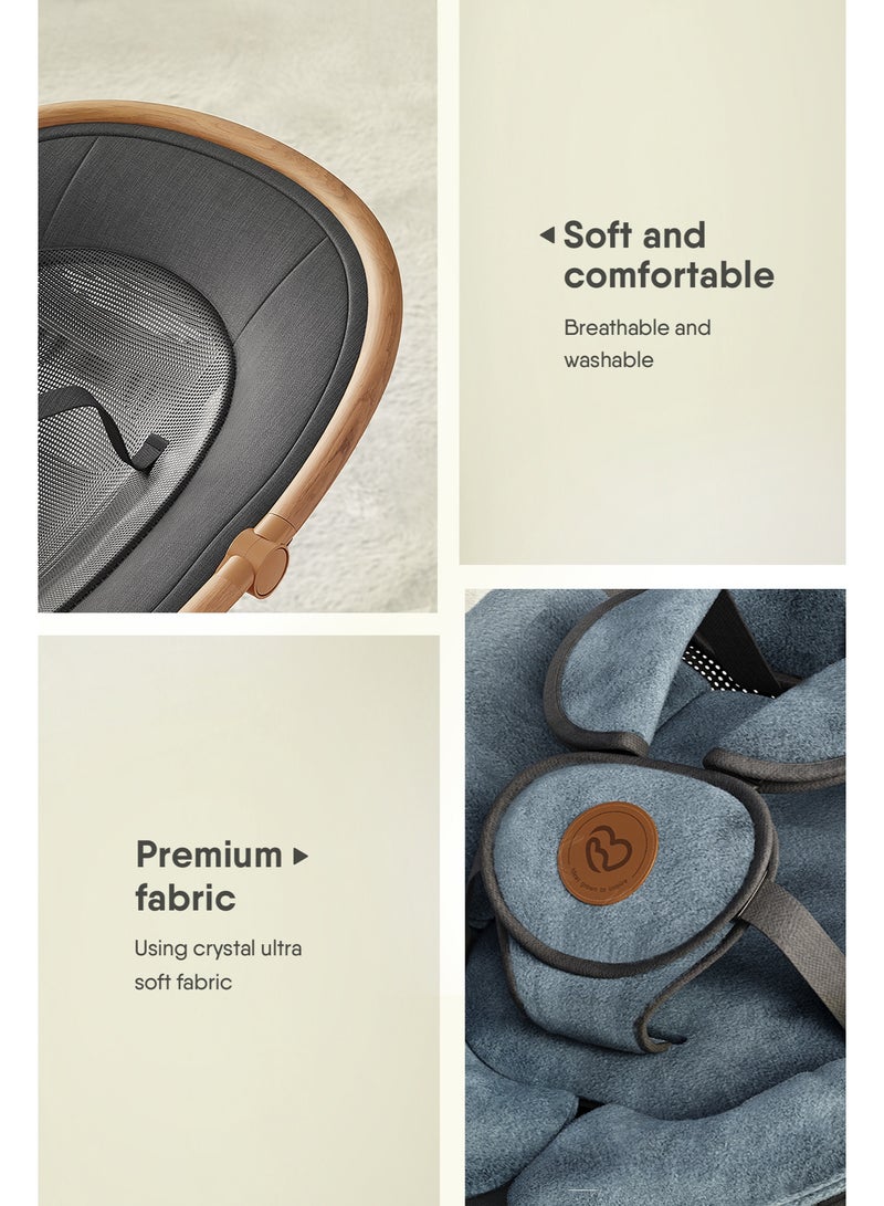 بيبيومي كرسي هزاز للرضع مع بلوتوث ومكبر صوت، 3 وضعيات جلوس و5 سرعات مع جهاز تحكم عن بعد – أرجوحة أطفال محمولة للاستخدام داخل وخارج المنزل - Image 5