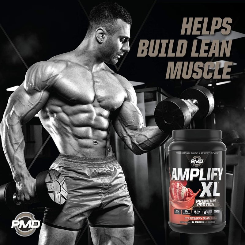 PMD PMD Sports Amplify XL Premium Whey Protein Supplement Hydro Greens Blend  Glutamine and Whey Protein Matrix with Superfood for Muscle Strength and Recovery  Strawberry Slam 24 Servings - Image 3