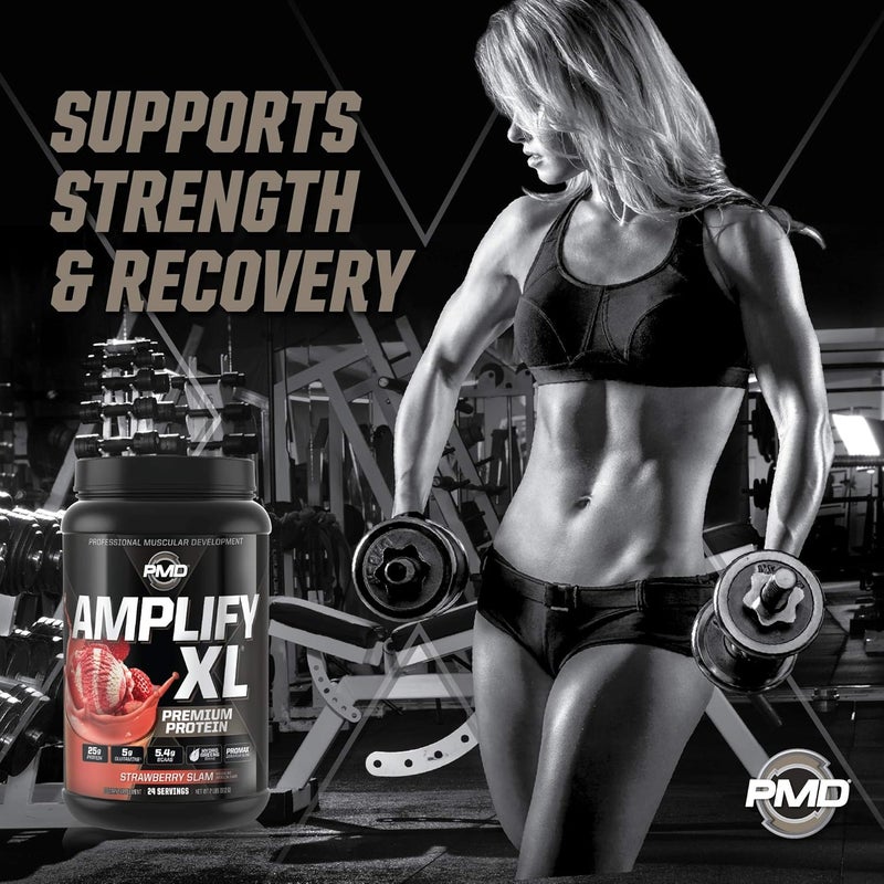 PMD PMD Sports Amplify XL Premium Whey Protein Supplement Hydro Greens Blend  Glutamine and Whey Protein Matrix with Superfood for Muscle Strength and Recovery  Strawberry Slam 24 Servings - Image 4