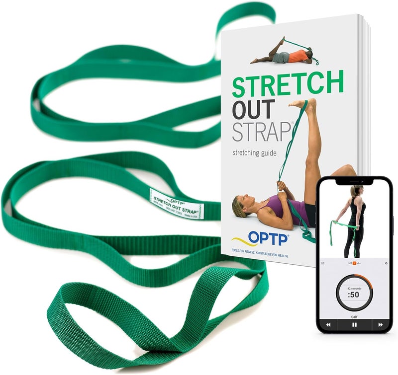 OPTP The Original Stretch Out Strap with Exercise Book, for Flexibility and Mobility Exercises. Stretch Out Straps for Physical Therapy, Yoga Stretching Strap and Knee Therapy Strap. Made in the USA - Image 1