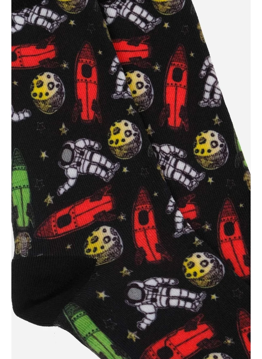 Aytuğ Unisex Cotton Astronaut Patterned Fun Socks - A-Dfs-A