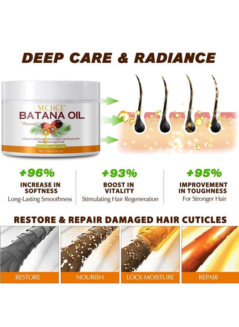 Yecuce 120g Natural Batana Oil Hair Butter Raw Batana Oil for Hair Growth with Castor Seed Oil and Shea Butter Batana Oil Enhance Hair Strength Prevent Hair Loss Repair Splitting Drying Hair Growth Oil  - Image 5