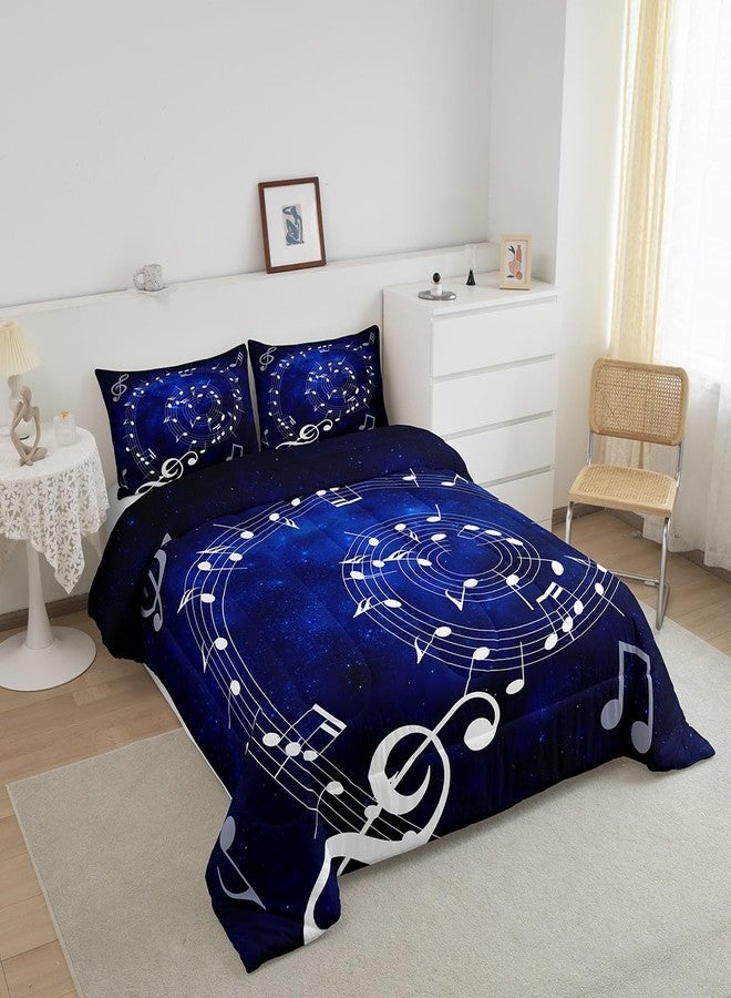 Homewish Music Note Swirl Comforter Set Blue Starry Sky Bedding Set for Kids Girls Women Adults Music Stave Comforter Guitar Piano Quilted Duvet Set Bedroom Collection Twin Pink 2Pcs - Image 3