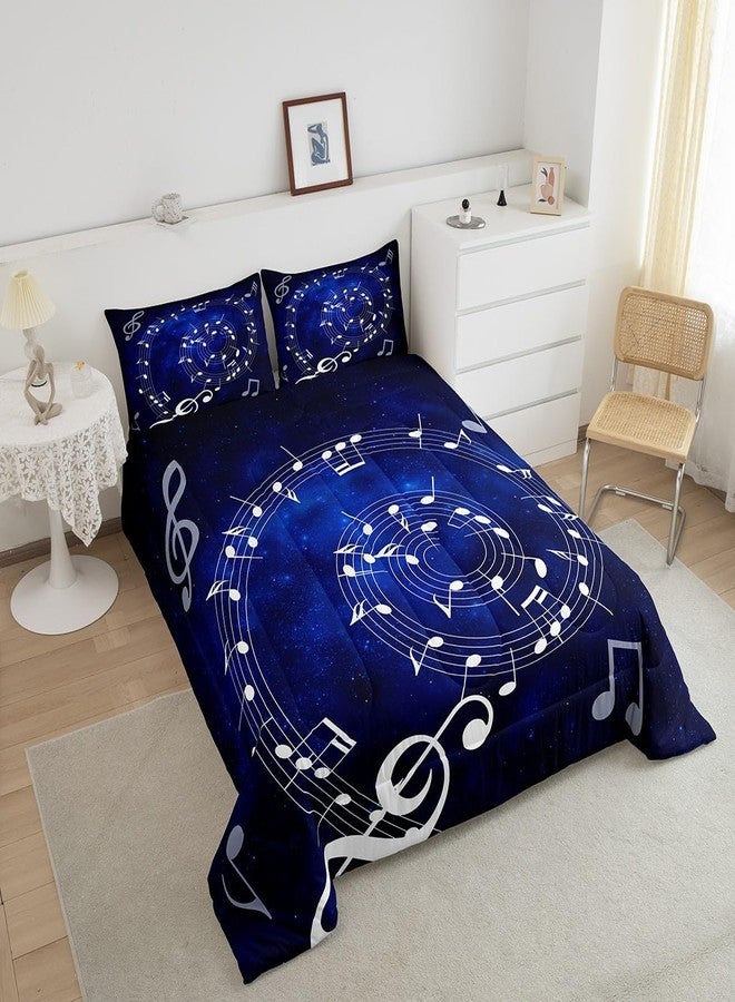 Homewish Music Note Swirl Comforter Set Blue Starry Sky Bedding Set for Kids Girls Women Adults Music Stave Comforter Guitar Piano Quilted Duvet Set Bedroom Collection Twin Pink 2Pcs - Image 4